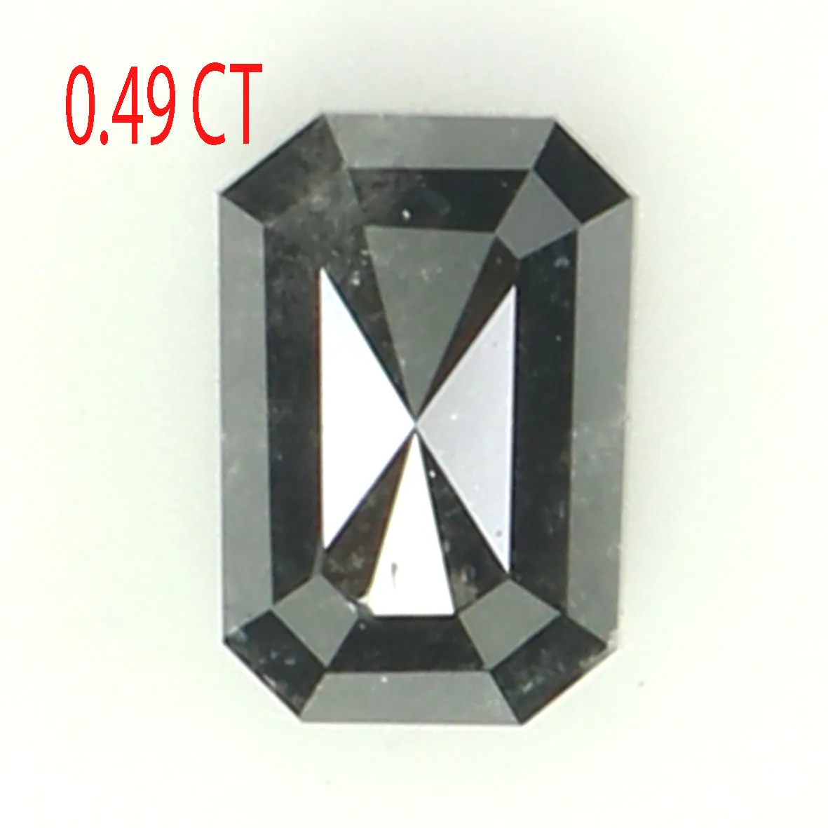 0.49 CT Natural Loose Emerald Shape Diamond Salt And Pepper Emerald Shape Diamond 4.90 MM Black Grey Color Emerald Rose Cut Diam