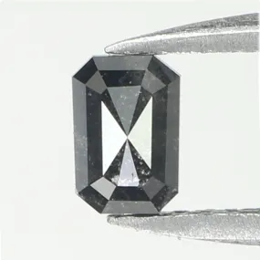 0.49 CT Natural Loose Emerald Shape Diamond Salt And Pepper Emerald Shape Diamond 4.90 MM Black Grey Color Emerald Rose Cut Diam