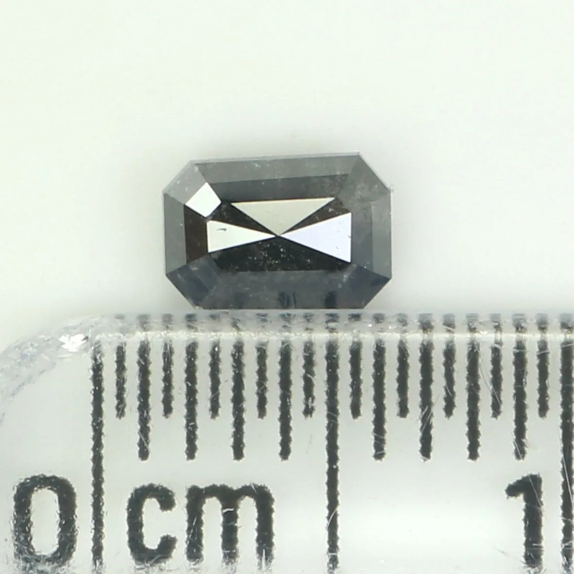 0.49 CT Natural Loose Emerald Shape Diamond Salt And Pepper Emerald Shape Diamond 4.90 MM Black Grey Color Emerald Rose Cut Diam