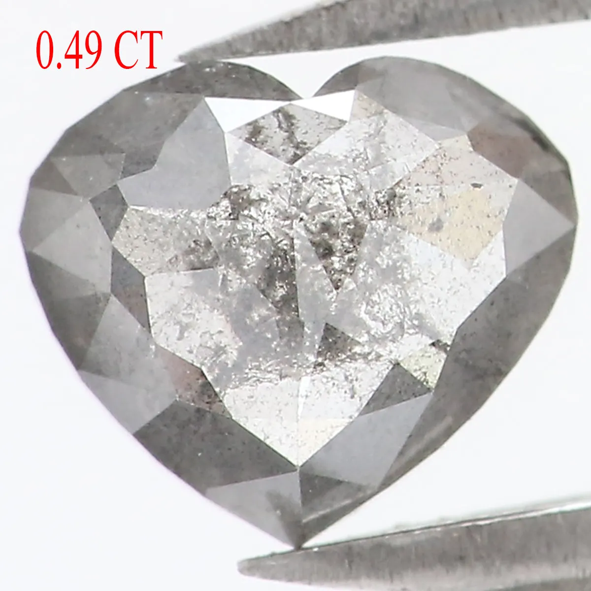 0.49 Ct Natural Loose Heart Shape Diamond Salt And Pepper Heart Diamond 4.85 MM Natural Black Grey Diamond Heart Rose Cut Diamon