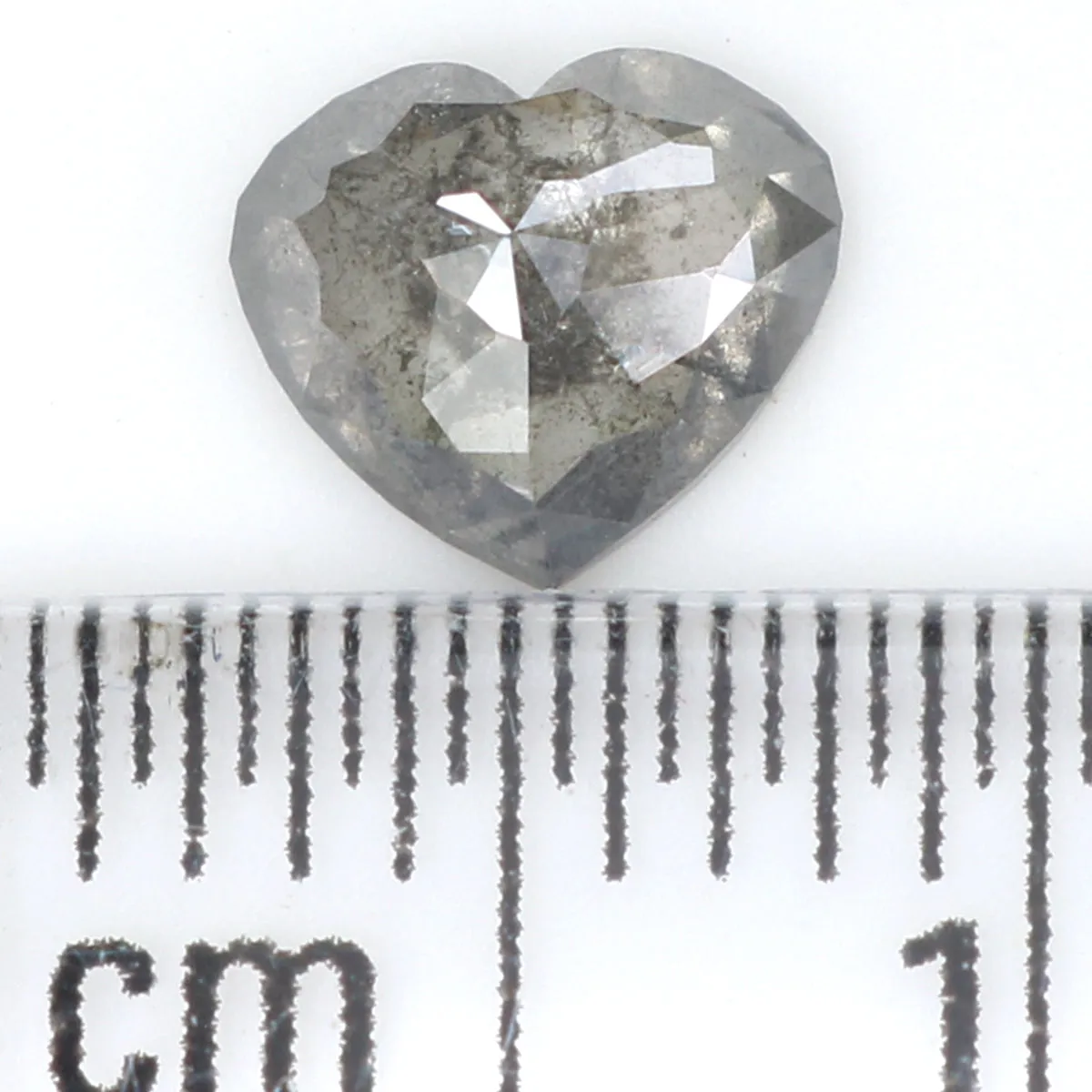 0.49 Ct Natural Loose Heart Shape Diamond Salt And Pepper Heart Diamond 4.85 MM Natural Black Grey Diamond Heart Rose Cut Diamon