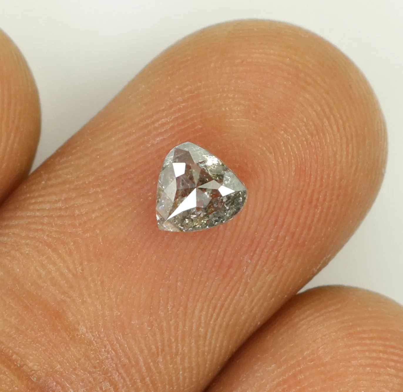 0.50 CT Natural Loose Heart Shape Diamond Salt And Pepper Heart Rose Cut Diamond 4.85 MM Black Grey Color Heart Cut Rose Cut Dia