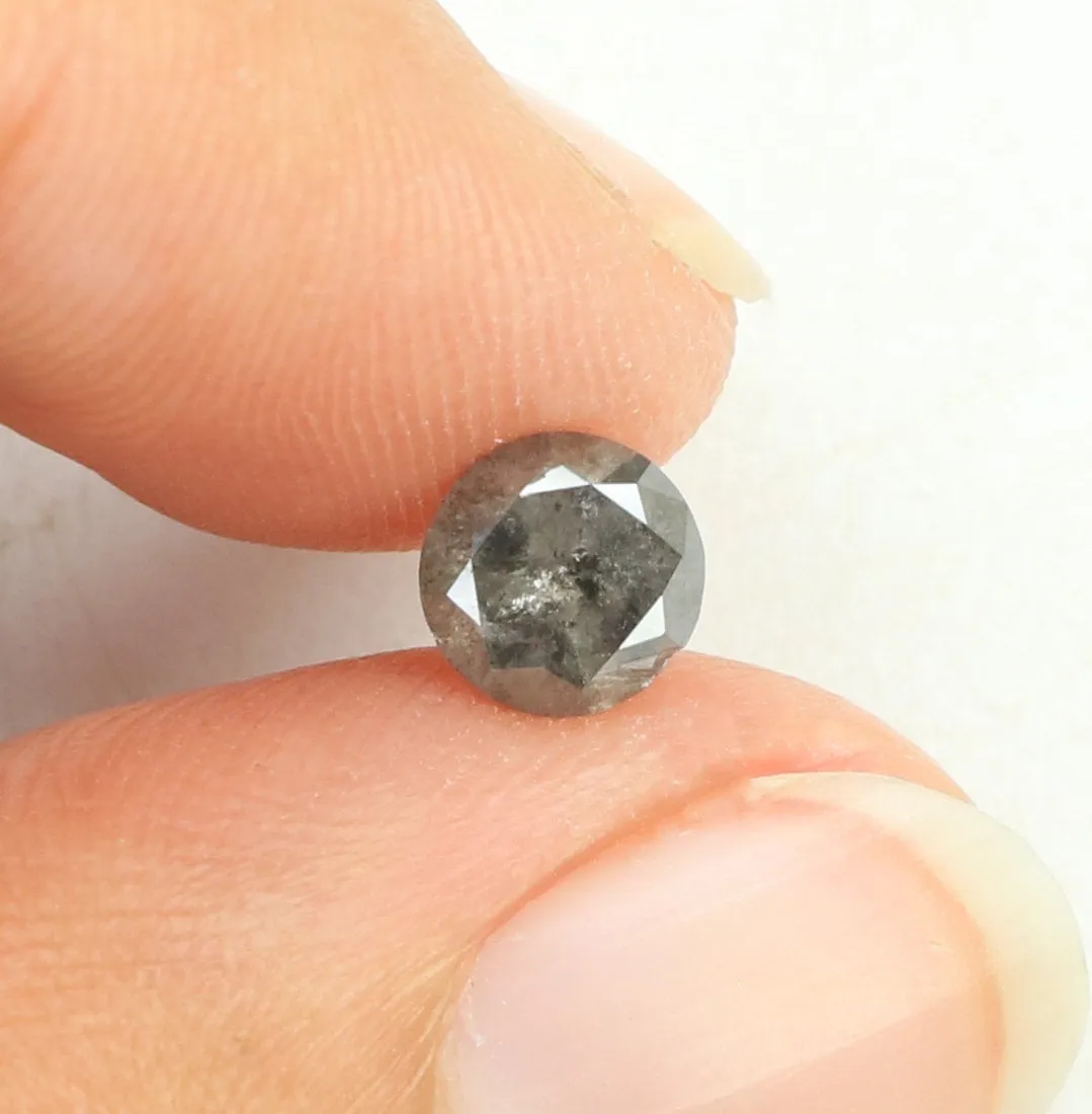 0.58 Ct Natural Loose Round Diamond Black Grey Color Round Diamond 5.00 MM Natural Loose Salt And Pepper Round Brilliant Cut Dia