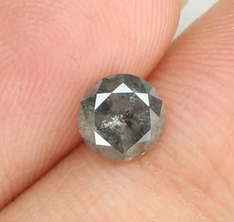 0.58 Ct Natural Loose Round Diamond Black Grey Color Round Diamond 5.00 MM Natural Loose Salt And Pepper Round Brilliant Cut Dia