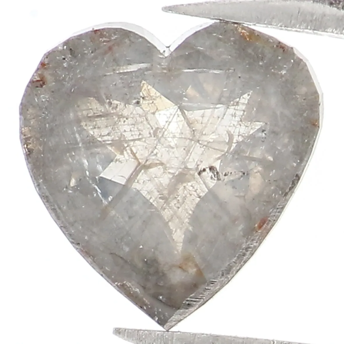 0.66 Ct Natural Loose Heart Shape Diamond Salt And Pepper Heart Cut Diamond 6.45 MM Natural Black Grey Diamond Heart Rose Cut Di