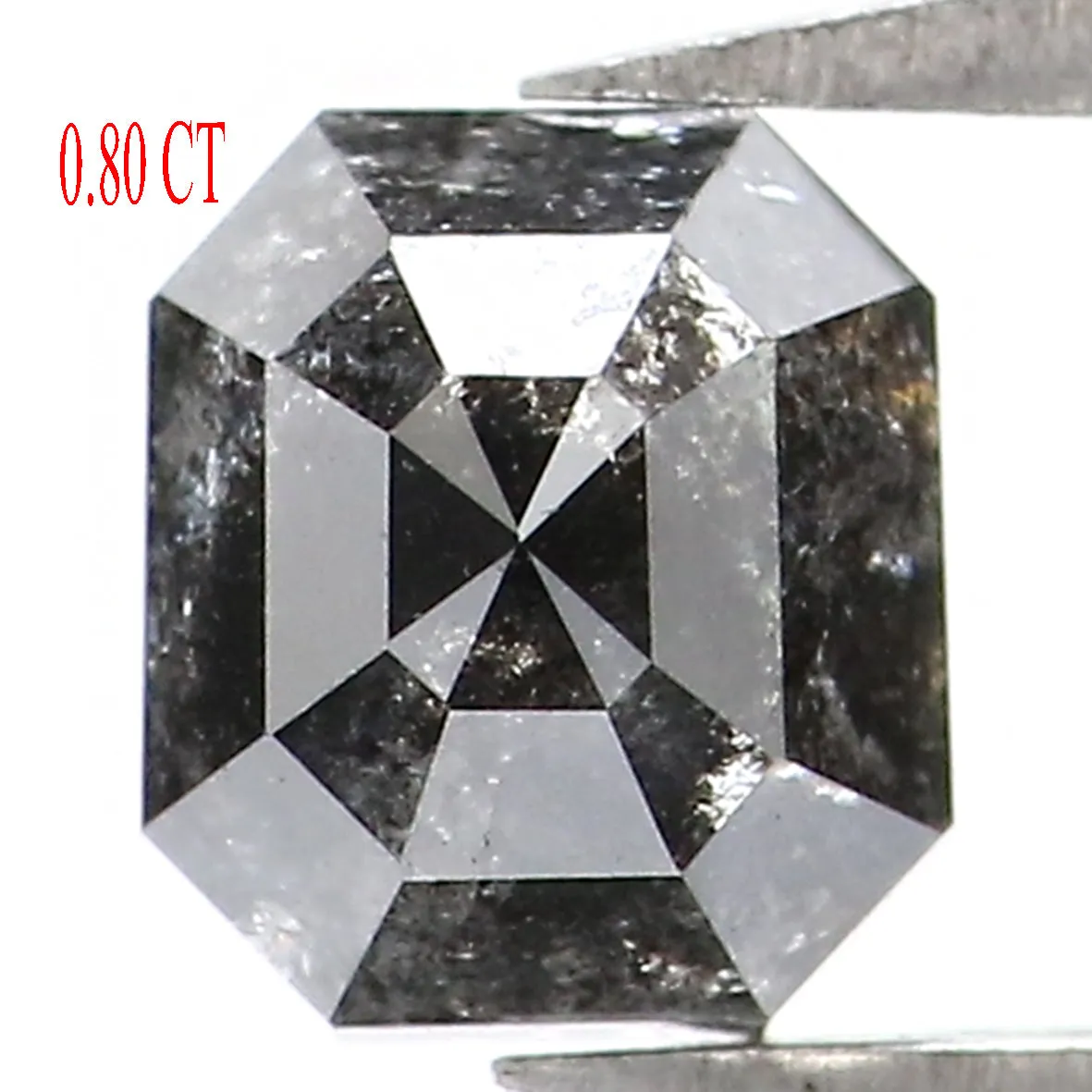 0.80 CT Natural Loose Emerald Shape Diamond Salt And Pepper Emerald Diamond 5.10 MM Black Grey Color Emerald Shape Rose Cut Diam