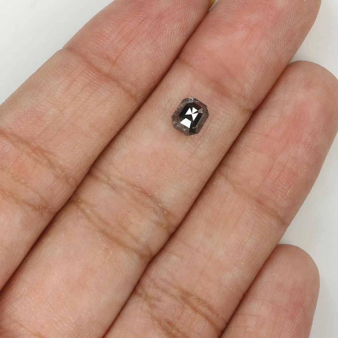 0.80 CT Natural Loose Emerald Shape Diamond Salt And Pepper Emerald Diamond 5.10 MM Black Grey Color Emerald Shape Rose Cut Diam