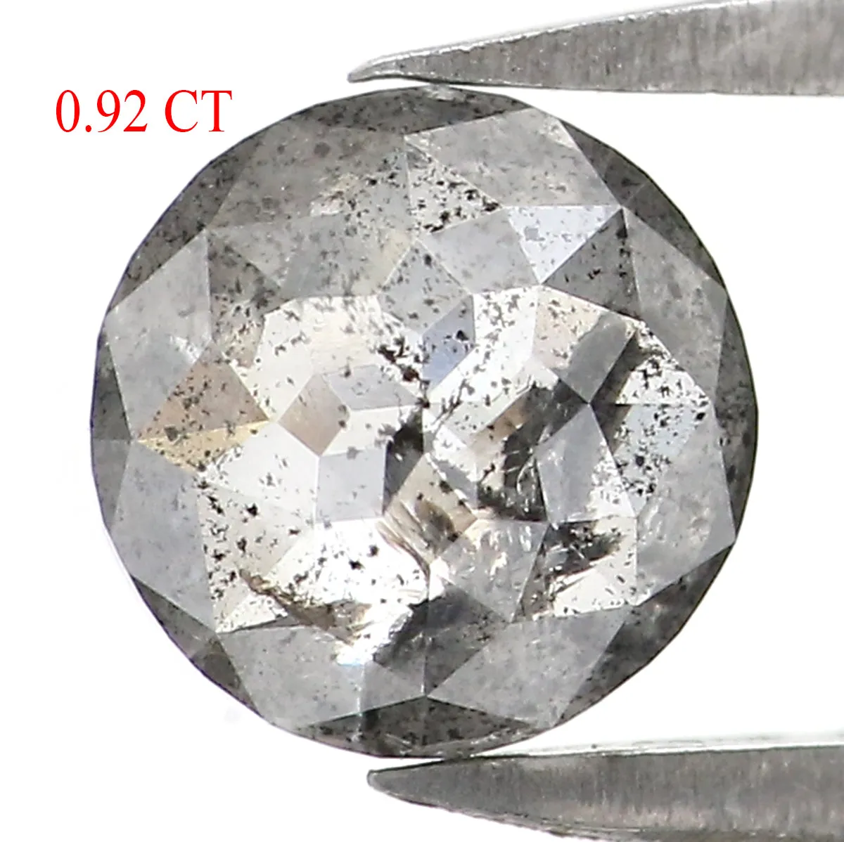 0.92 CT Natural Loose Round Rose Cut Diamond Salt And Pepper Round Diamond 6.20 MM Natural Loose Black Grey Color Rose Cut Diamo