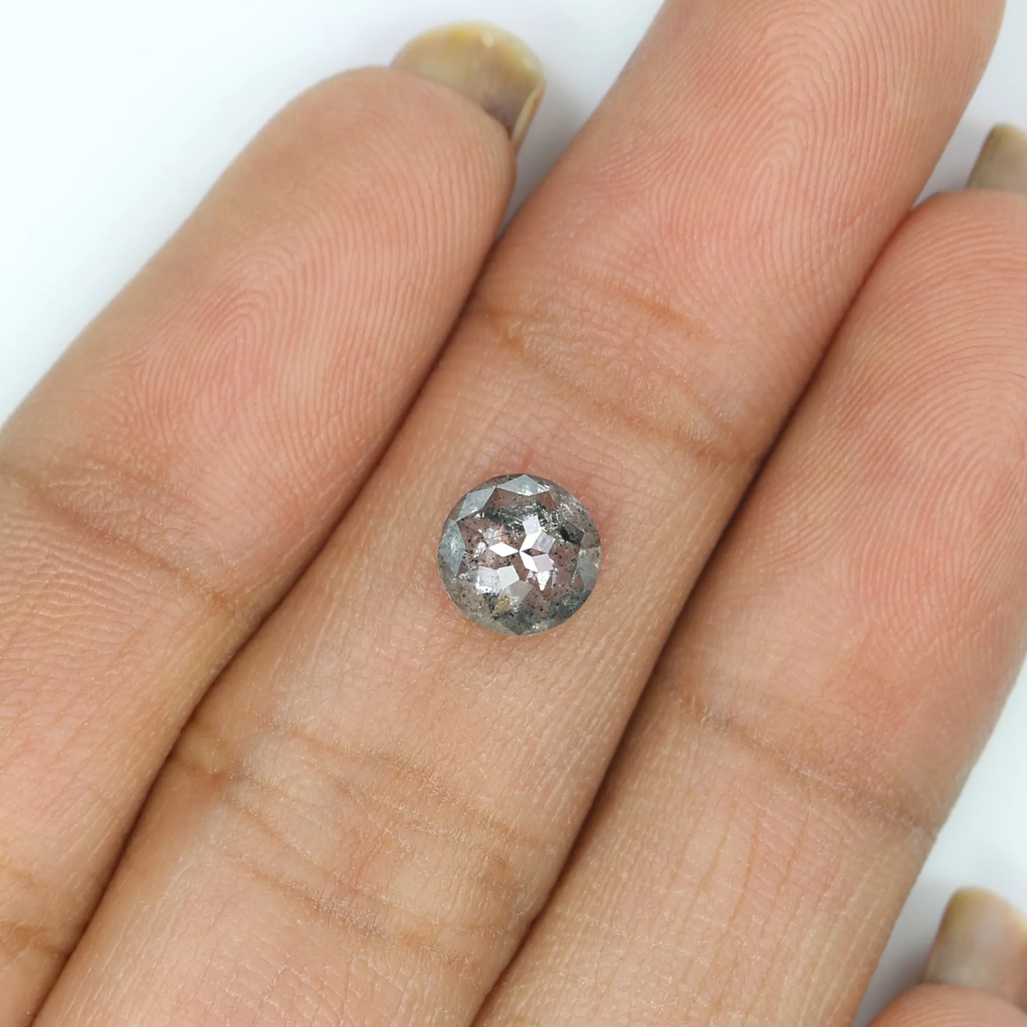 0.92 CT Natural Loose Round Rose Cut Diamond Salt And Pepper Round Diamond 6.20 MM Natural Loose Black Grey Color Rose Cut Diamo