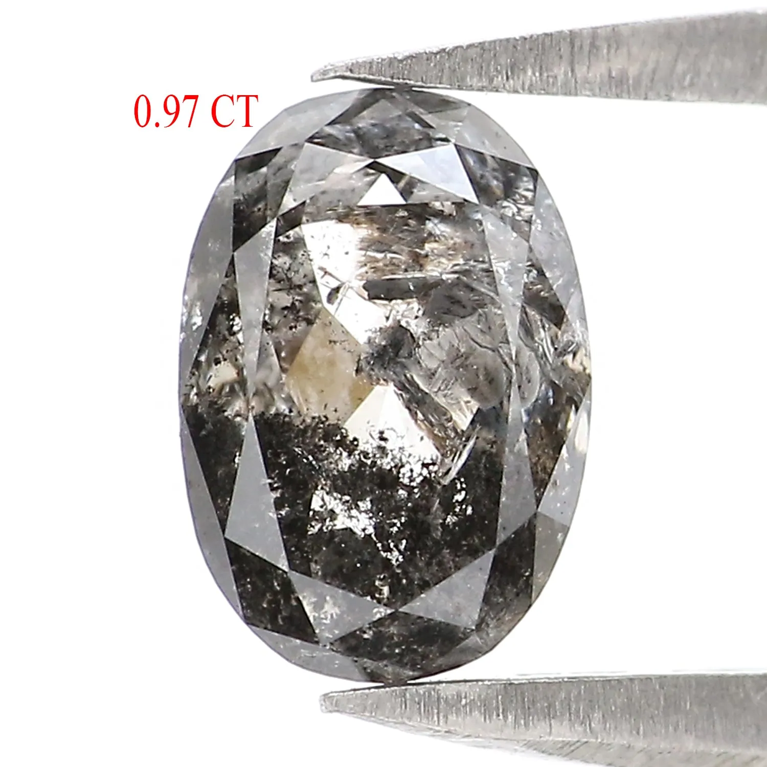 0.97 Ct Natural Loose Oval Shape Diamond Black Grey Color Oval Cut Diamond 7.10 MM Natural Loose Salt and Pepper Oval Shape Diam