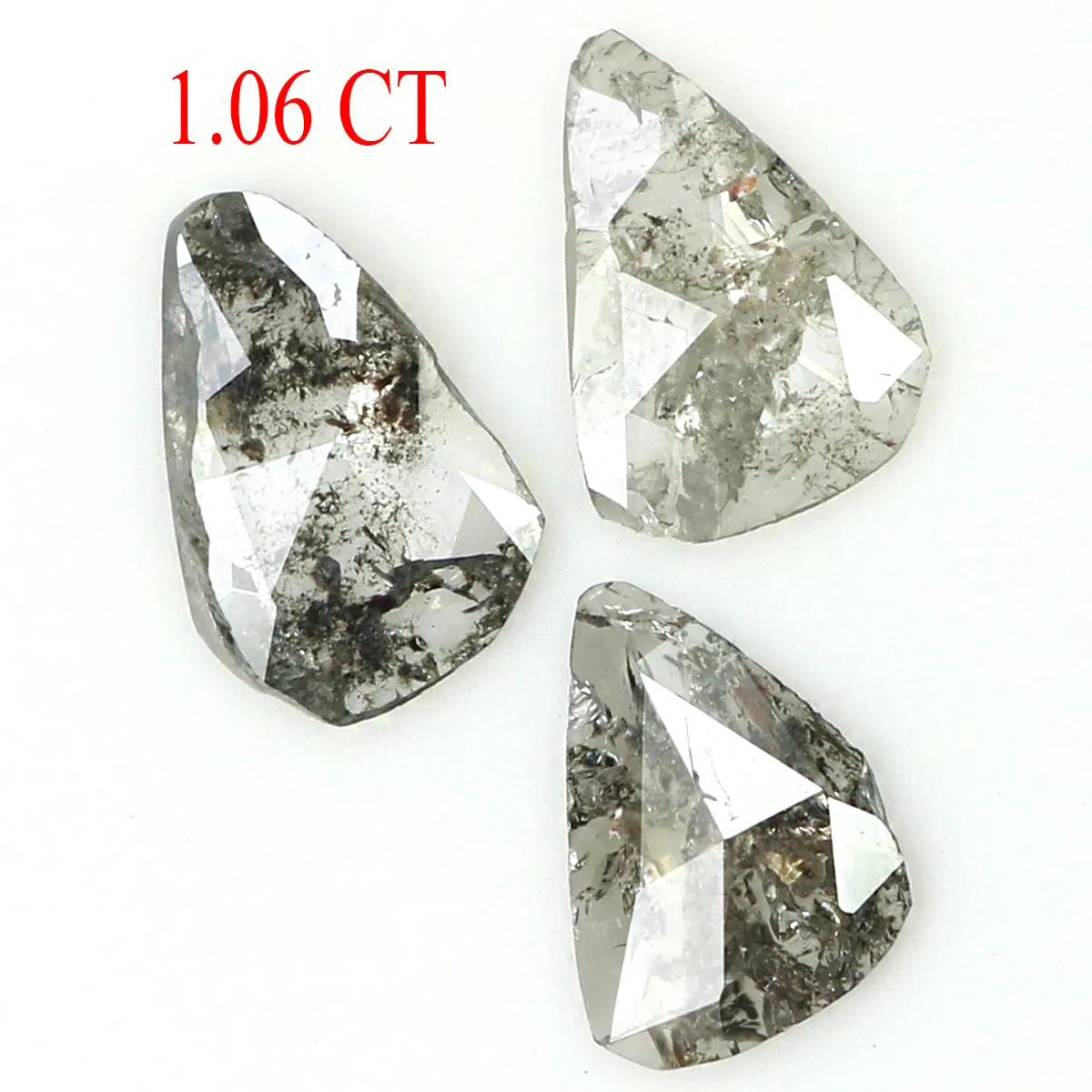 1.06 Ct Natural Loose Slice Shape Diamond Salt And Pepper Slice Cut Diamond 6.60 MM Natural Black Grey Diamond Irregular Cut Dia