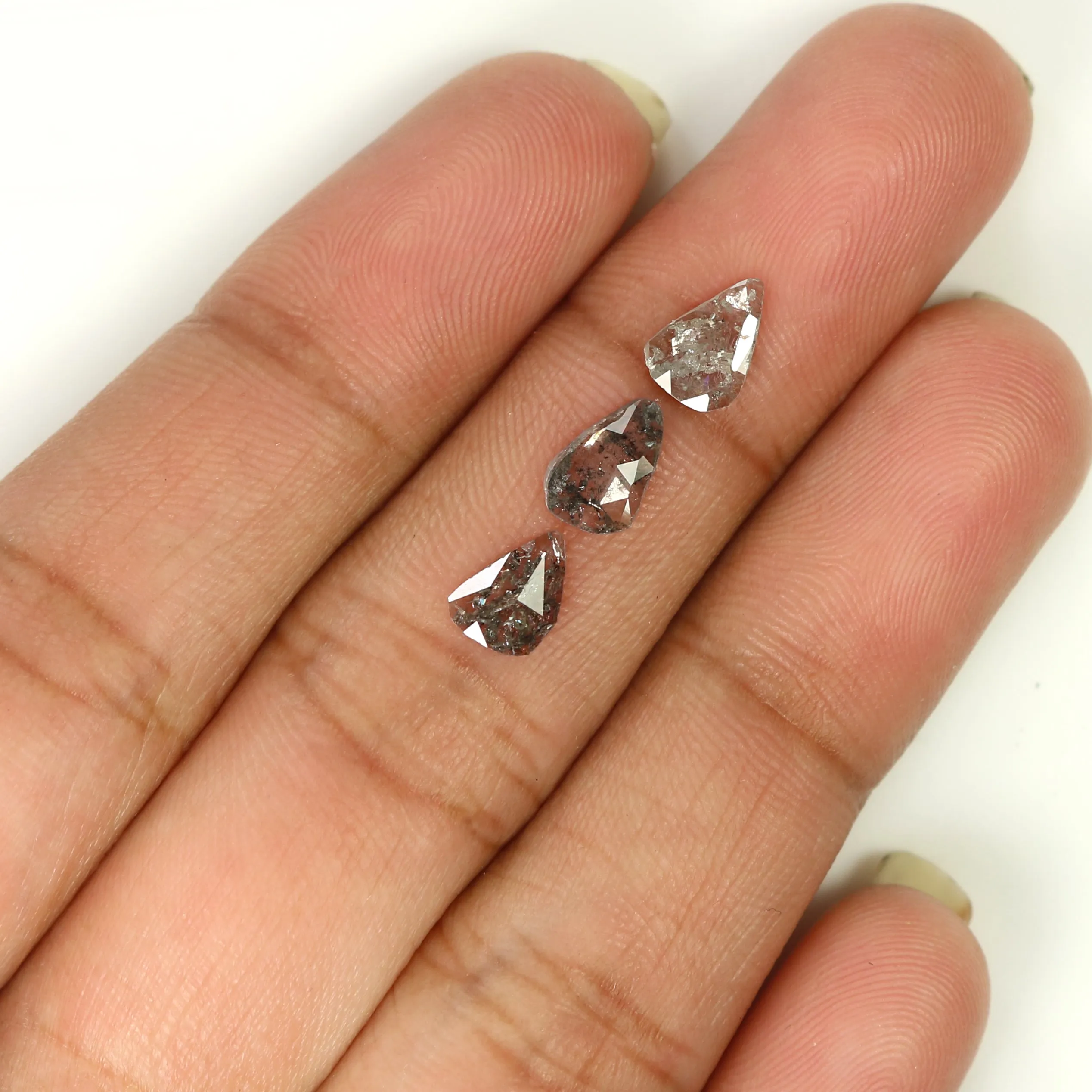 1.06 Ct Natural Loose Slice Shape Diamond Salt And Pepper Slice Cut Diamond 6.60 MM Natural Black Grey Diamond Irregular Cut Dia