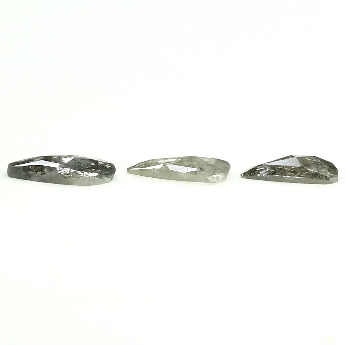 1.06 Ct Natural Loose Slice Shape Diamond Salt And Pepper Slice Cut Diamond 6.60 MM Natural Black Grey Diamond Irregular Cut Dia