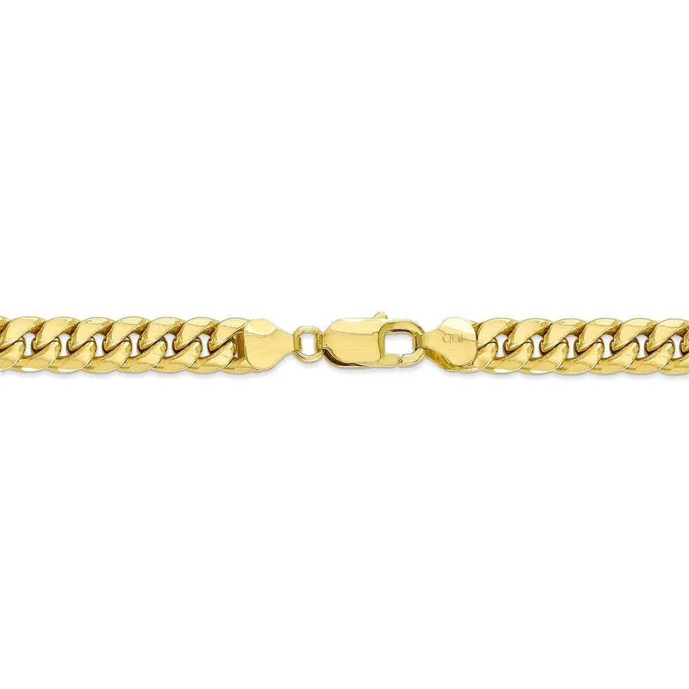 10k Yellow Gold 7.3mm Hollow Miami Cuban (Curb) Chain Bracelet