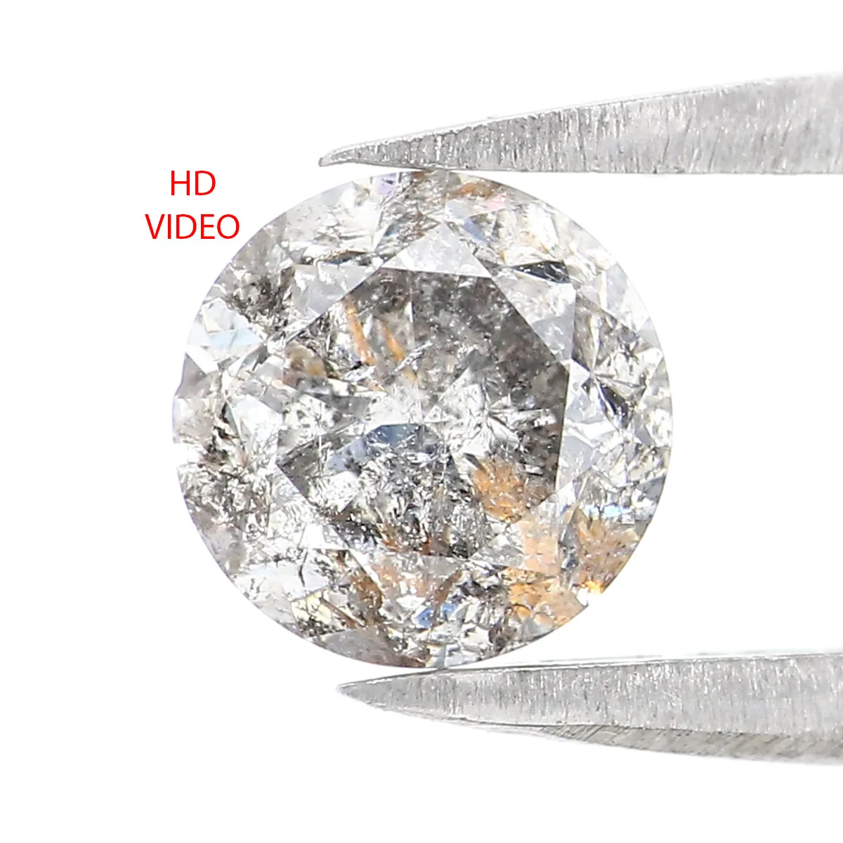 1.11 CT Natural Loose Round Shape Diamond Black Grey Color Round Cut Diamond 6.15 MM Salt And Pepper Round Brilliant Cut Diamond