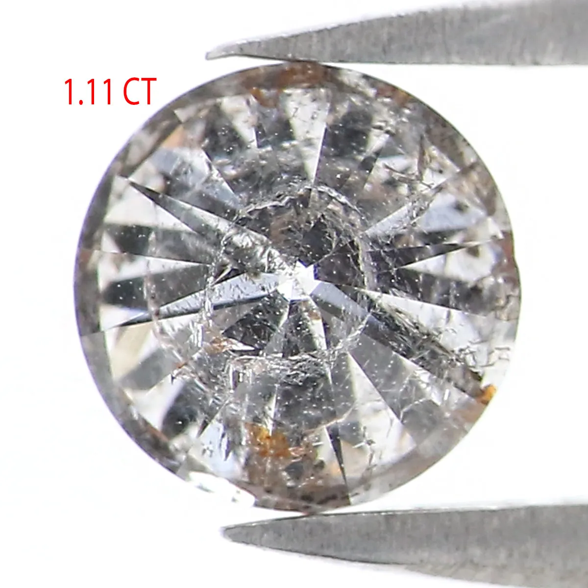 1.11 CT Natural Loose Round Shape Diamond Black Grey Color Round Cut Diamond 6.15 MM Salt And Pepper Round Brilliant Cut Diamond