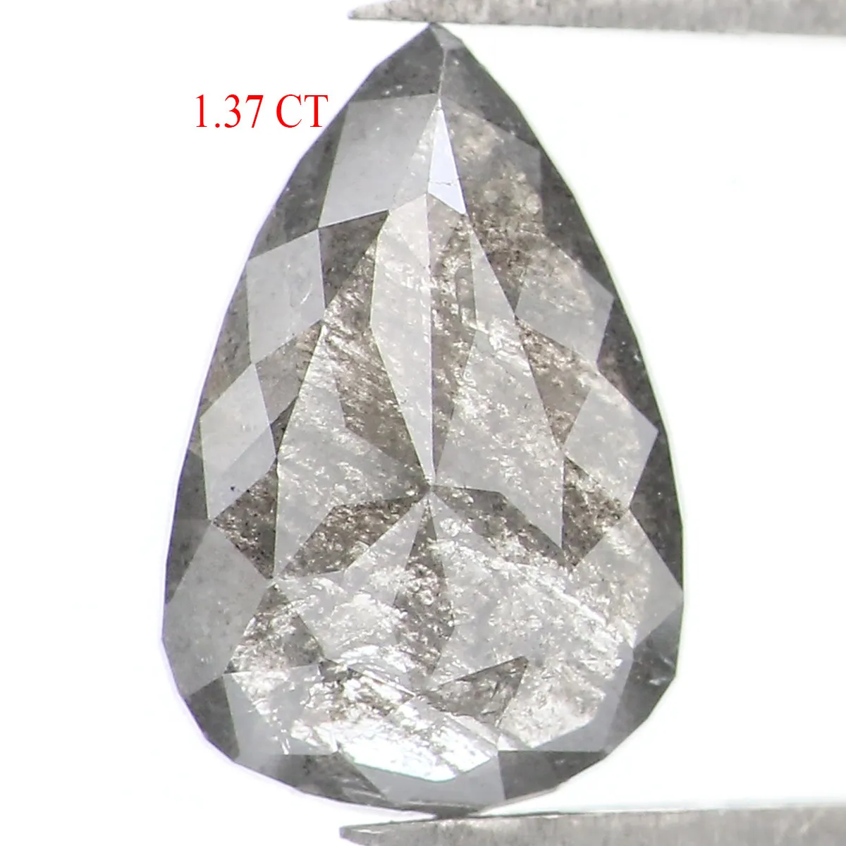 1.37 CT Natural Loose Pear Shape Diamond Salt And Pepper Pear Rose Cut Diamond 9.60 MM Black Grey Color Pear Shape Rose Cut Diam