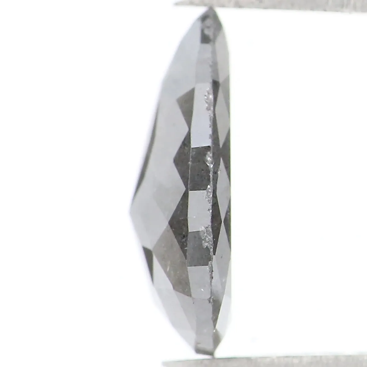 1.37 CT Natural Loose Pear Shape Diamond Salt And Pepper Pear Rose Cut Diamond 9.60 MM Black Grey Color Pear Shape Rose Cut Diam