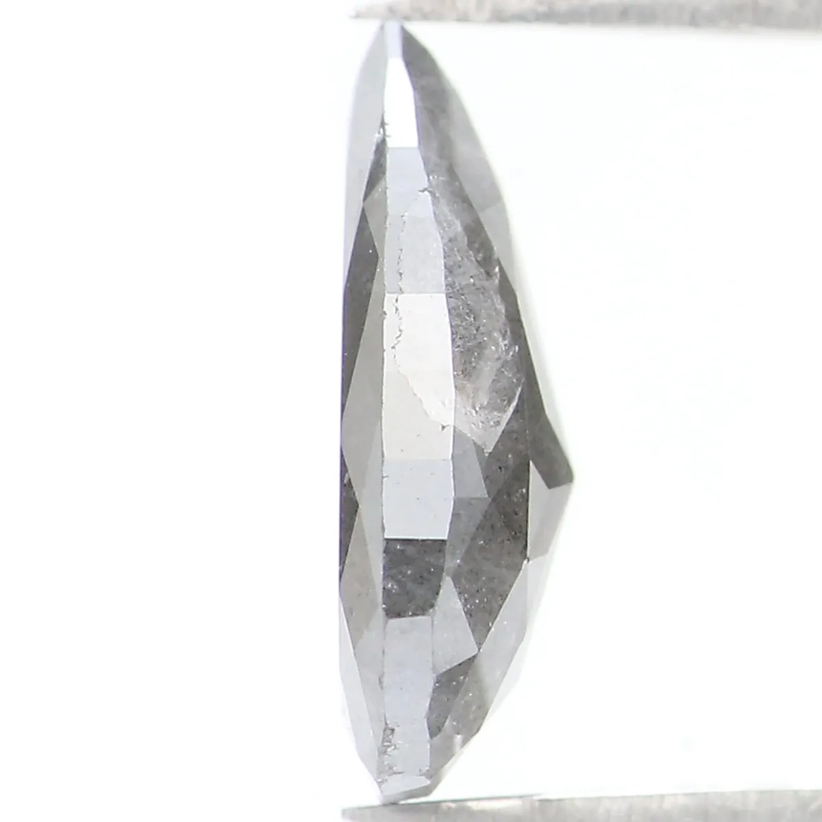 1.37 CT Natural Loose Pear Shape Diamond Salt And Pepper Pear Rose Cut Diamond 9.60 MM Black Grey Color Pear Shape Rose Cut Diam