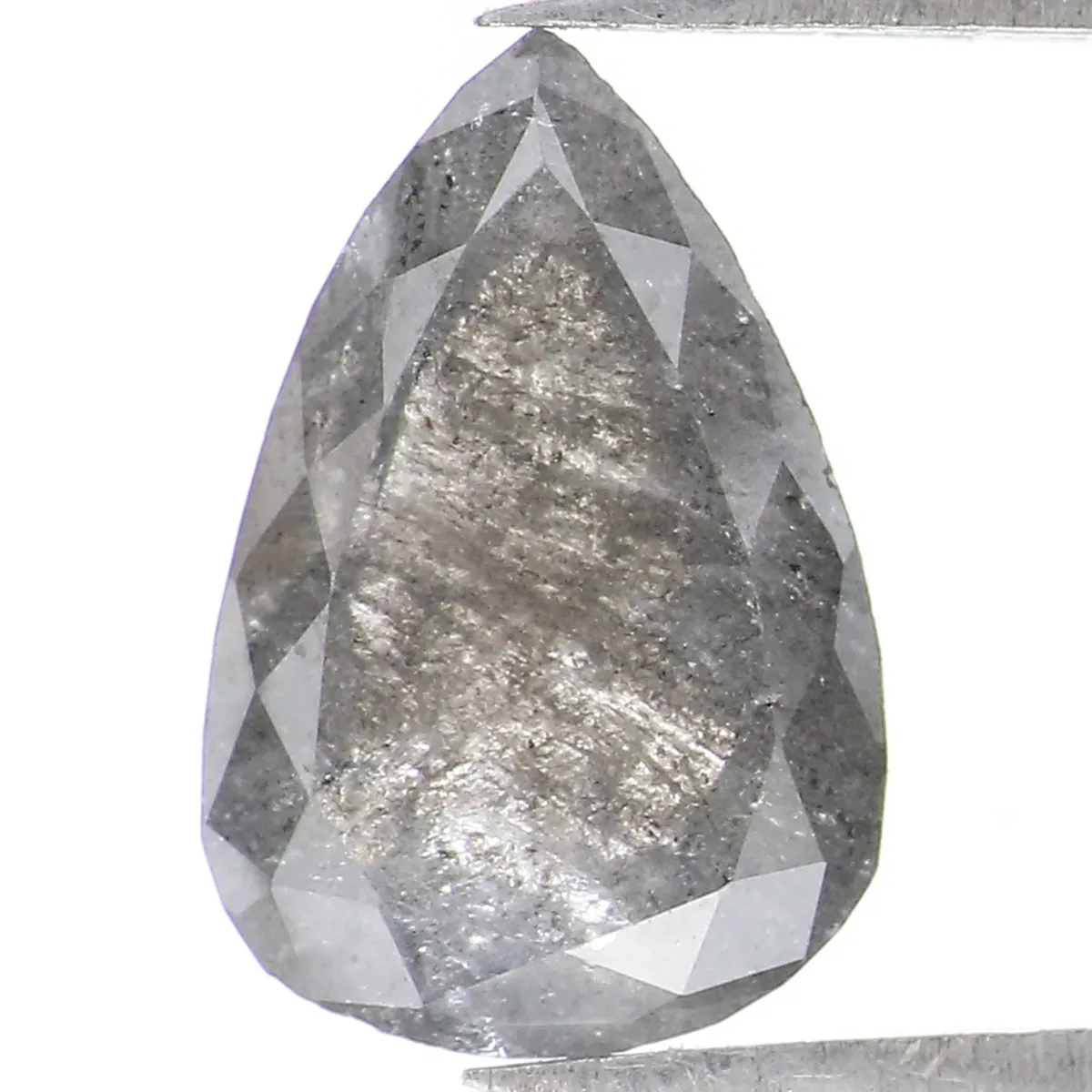 1.37 CT Natural Loose Pear Shape Diamond Salt And Pepper Pear Rose Cut Diamond 9.60 MM Black Grey Color Pear Shape Rose Cut Diam