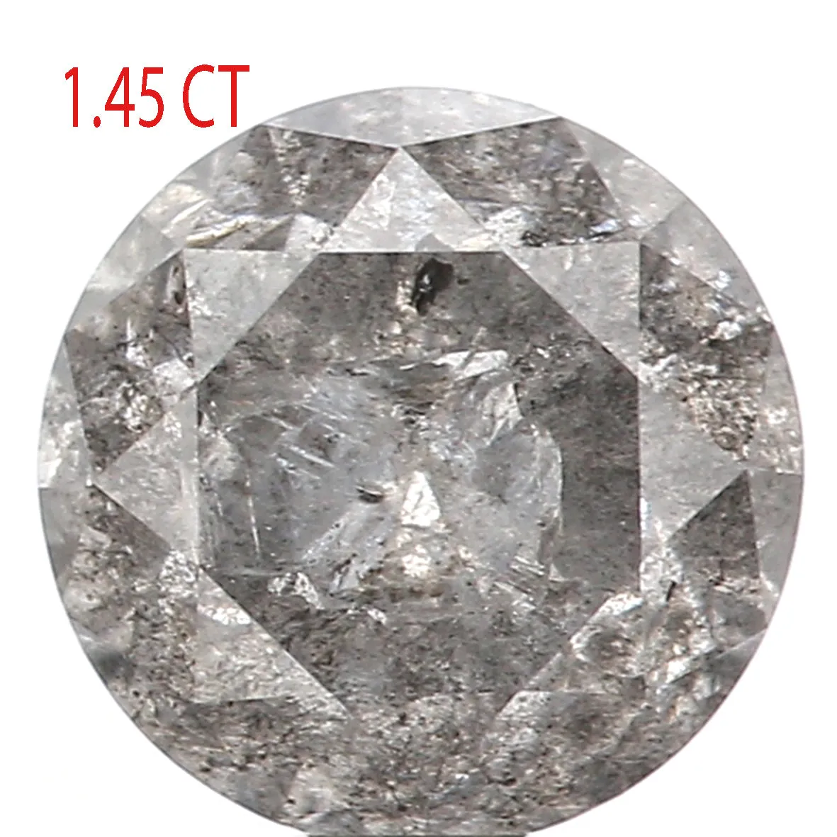 1.45 CT Natural Loose Round Shape Diamond Black Grey Color Round Shape Diamond 6.70 MM Salt And Pepper Round Brilliant Cut Diamo