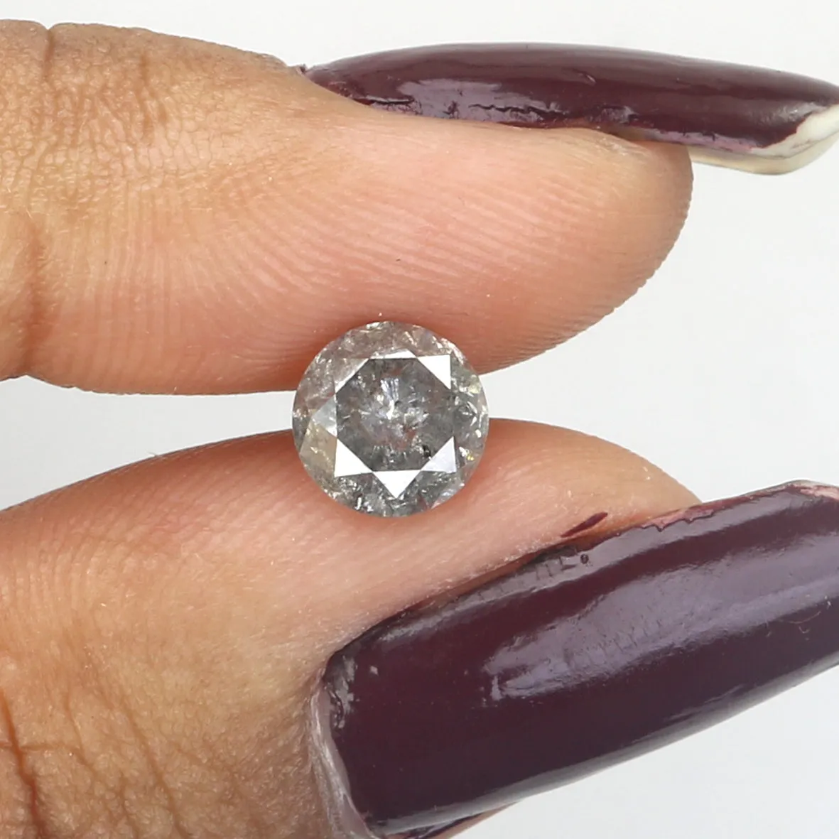 1.45 CT Natural Loose Round Shape Diamond Black Grey Color Round Shape Diamond 6.70 MM Salt And Pepper Round Brilliant Cut Diamo