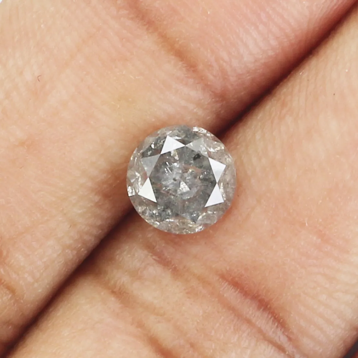 1.45 CT Natural Loose Round Shape Diamond Black Grey Color Round Shape Diamond 6.70 MM Salt And Pepper Round Brilliant Cut Diamo