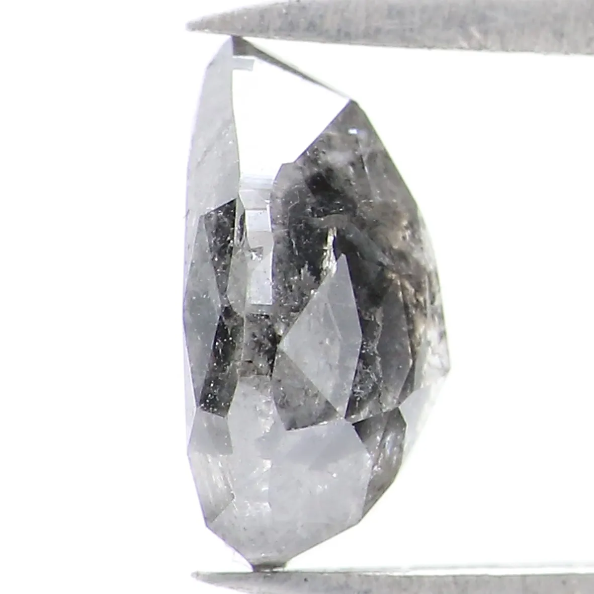 1.47 CT Natural Loose Pear Shape Diamond Salt And Pepper Pear Rose Cut Diamond 8.05 MM Natural Black Grey Color Pear Shape Diamo