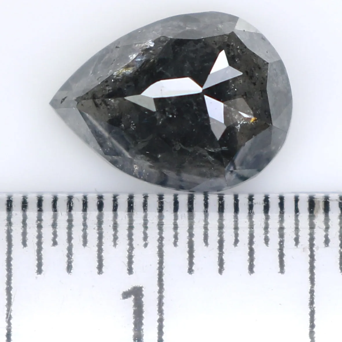 1.47 CT Natural Loose Pear Shape Diamond Salt And Pepper Pear Rose Cut Diamond 8.05 MM Natural Black Grey Color Pear Shape Diamo