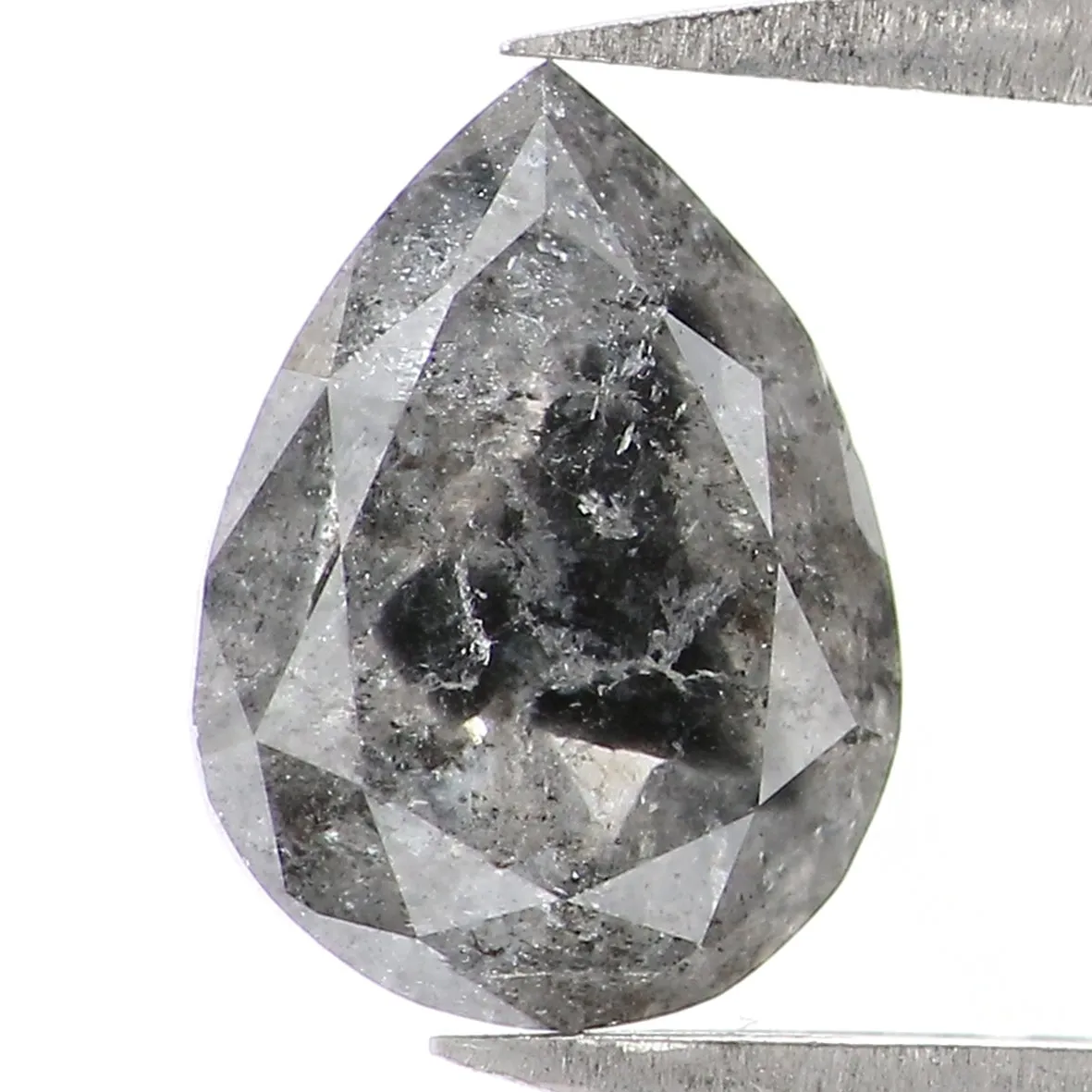 1.47 CT Natural Loose Pear Shape Diamond Salt And Pepper Pear Rose Cut Diamond 8.05 MM Natural Black Grey Color Pear Shape Diamo