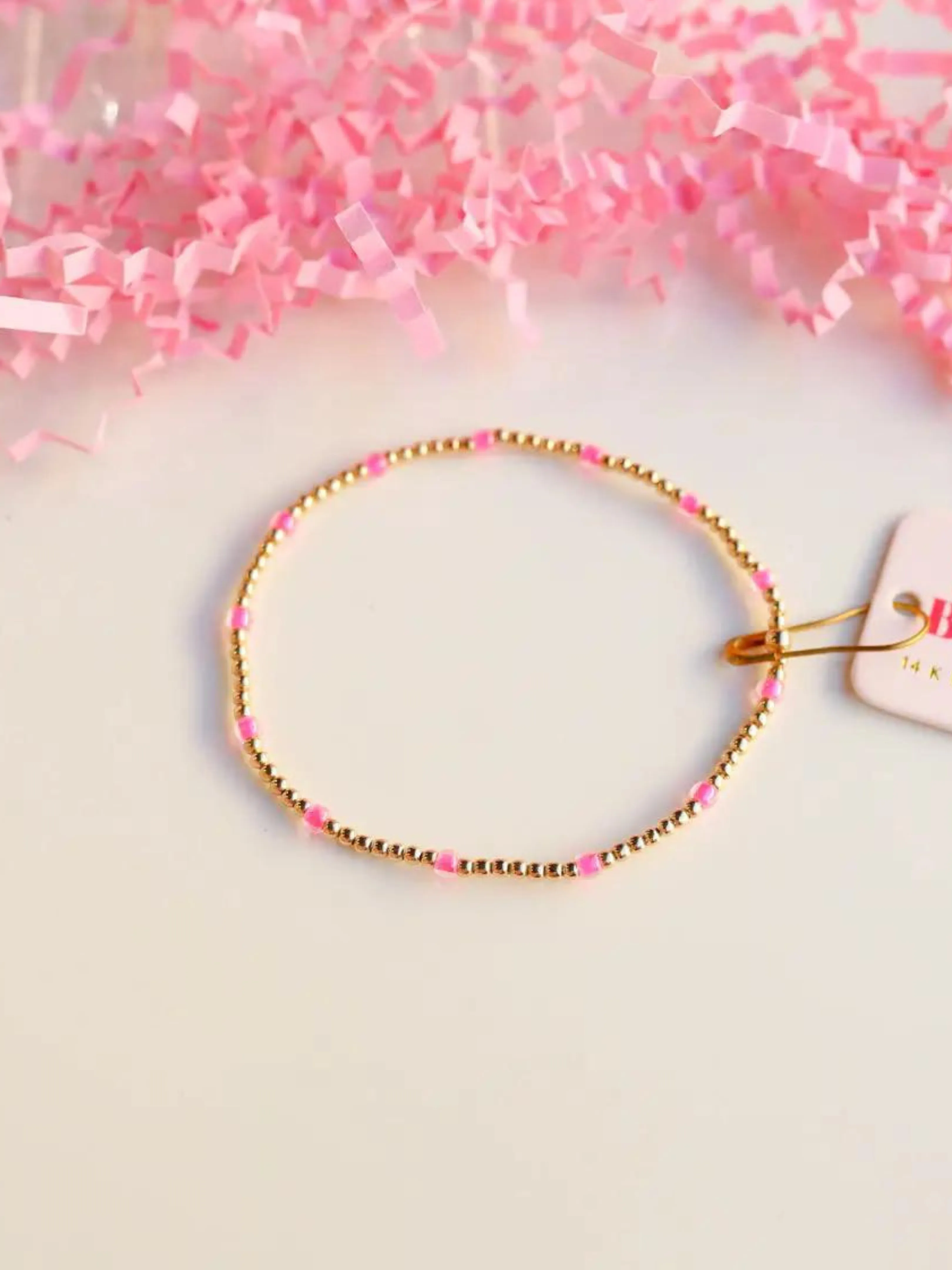 14k Gold Filled - Pink Dainty Poppi Bracelet