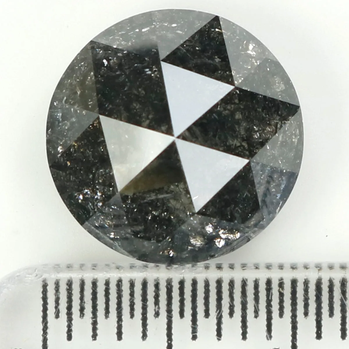 5.10 CT Natural Loose Round Rose Cut Diamond Salt And Pepper Round Diamond 10.30 MM Natural Loose Black Grey Color Rose Cut Diam