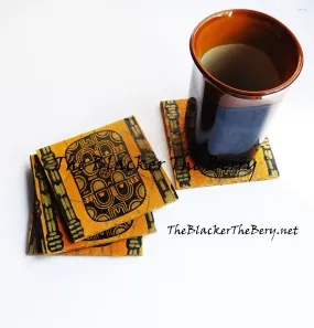 African Kente Coasters Yellow Black Home Decor Kitchen The Blacker The Berry