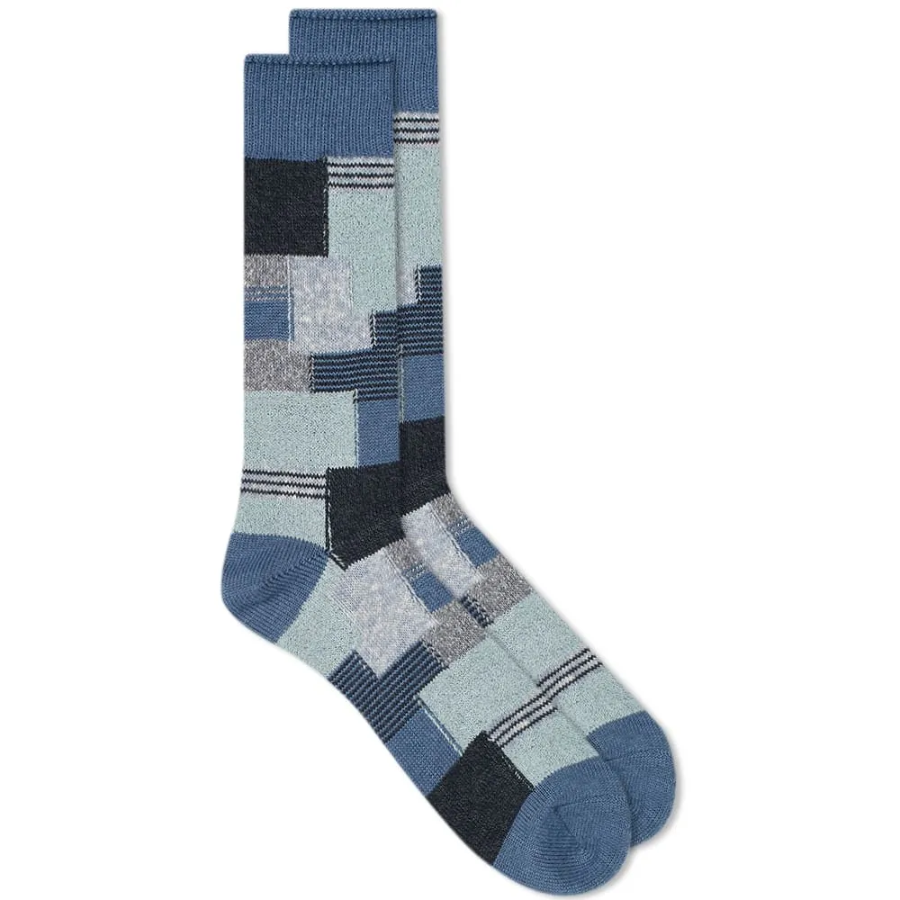 Anonymous Ism Patchwork Crew SockBlue Grey