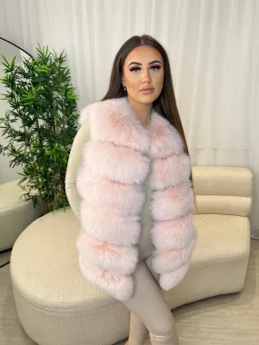 Baby Pink Luxury Fur 6 Row Gilet