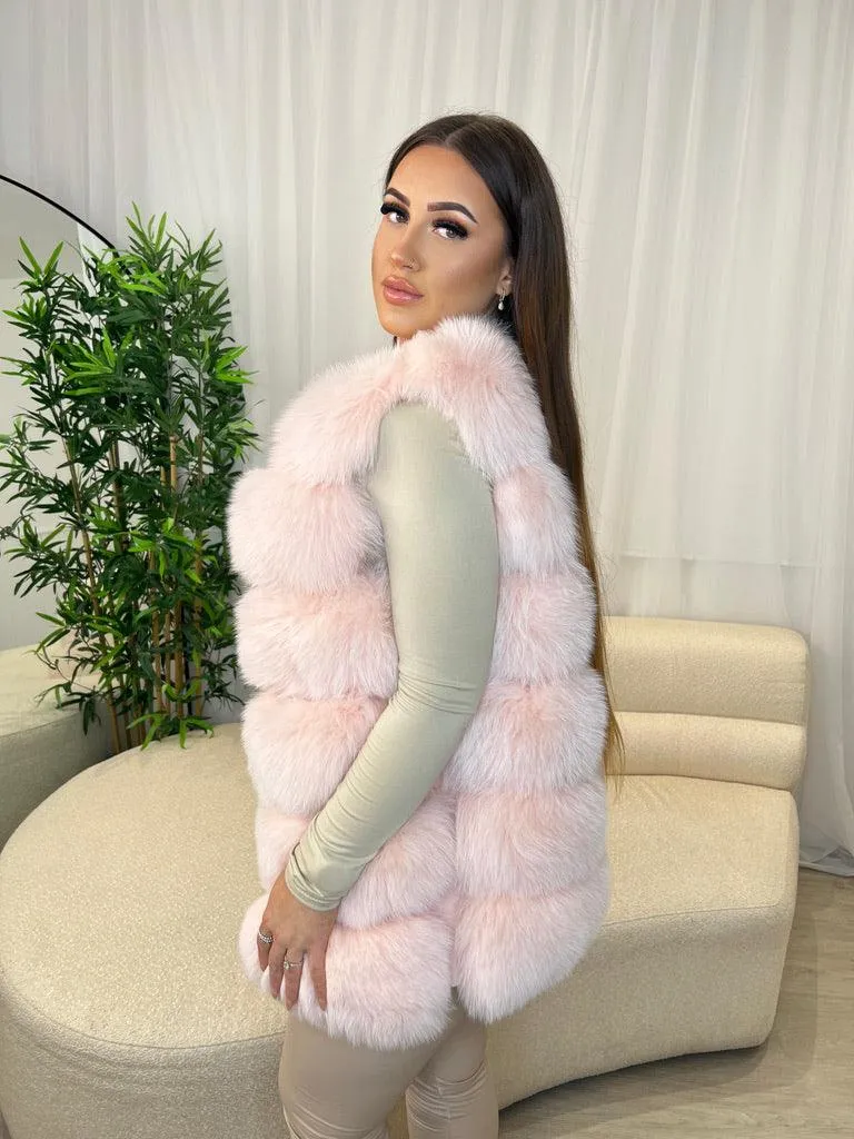 Baby Pink Luxury Fur 6 Row Gilet