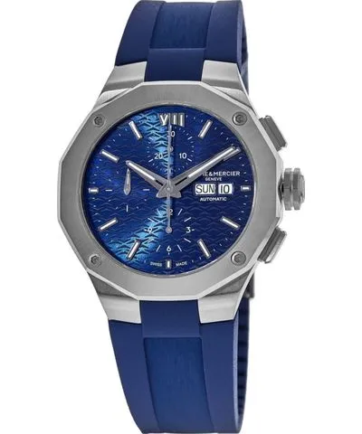 Baume & Mercier Riviera Blue Chronograph Dial Rubber Strap Men's Watch 10623