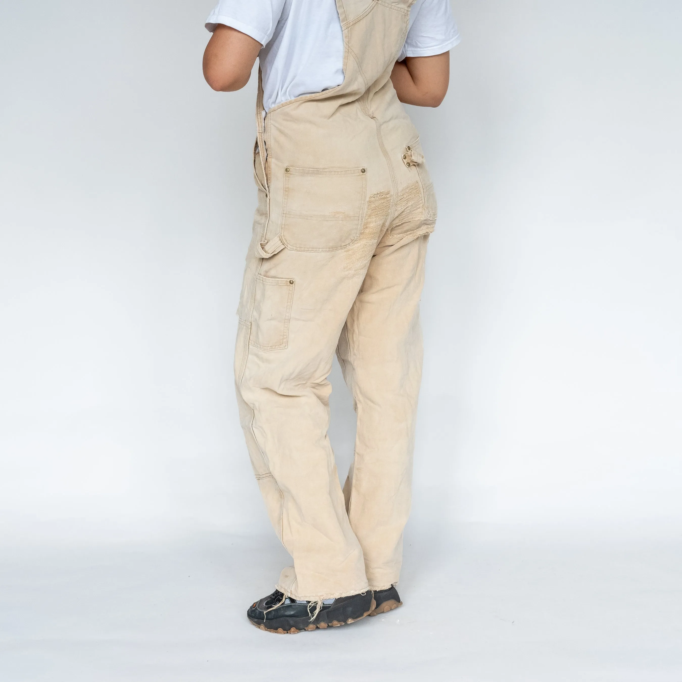 Beige 90s Carhartt Canvas Baggy Dungarees (L)