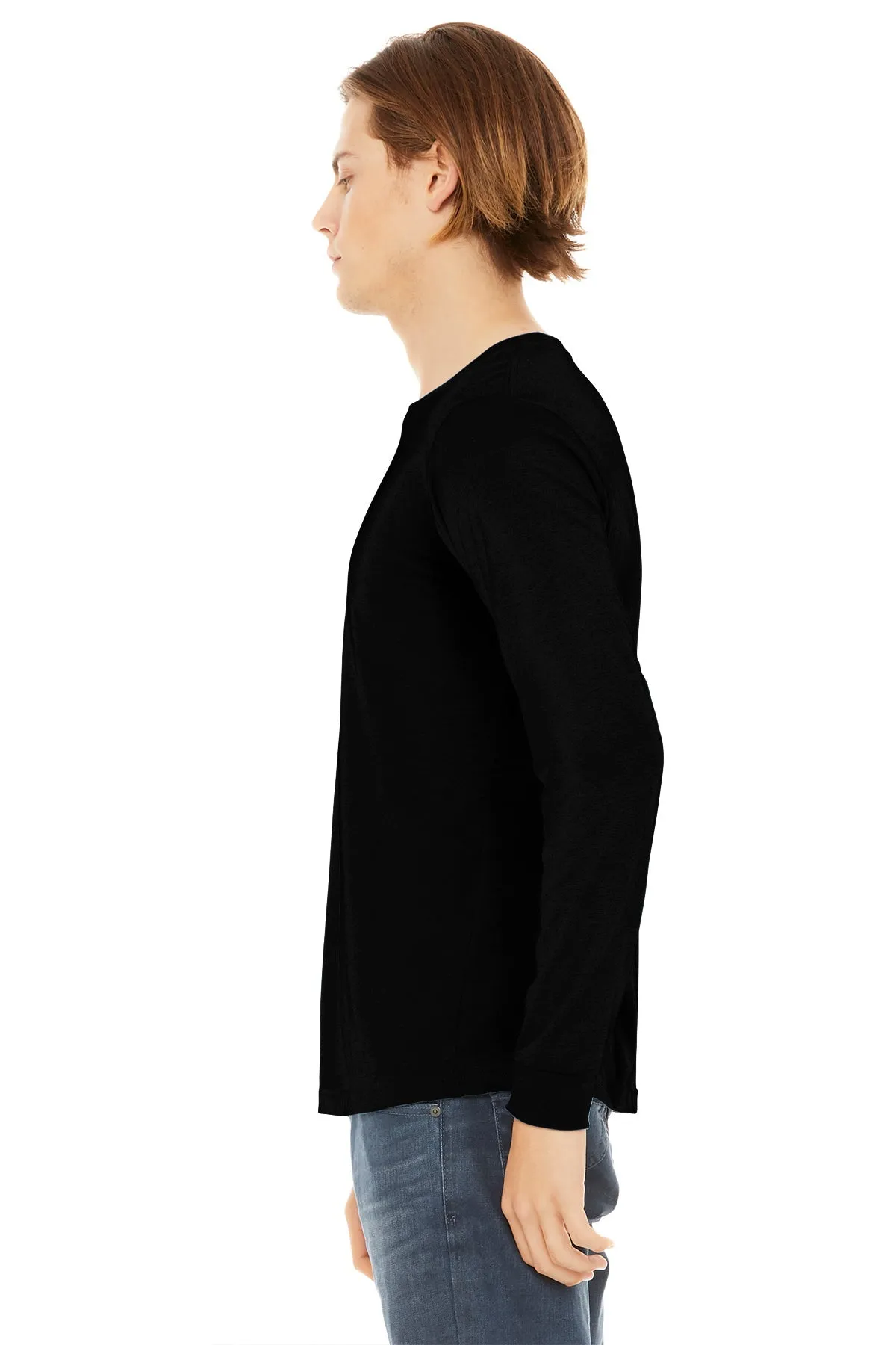 Bella Canvas Unisex Triblend Long Sleeve T-Shirt, Solid Black