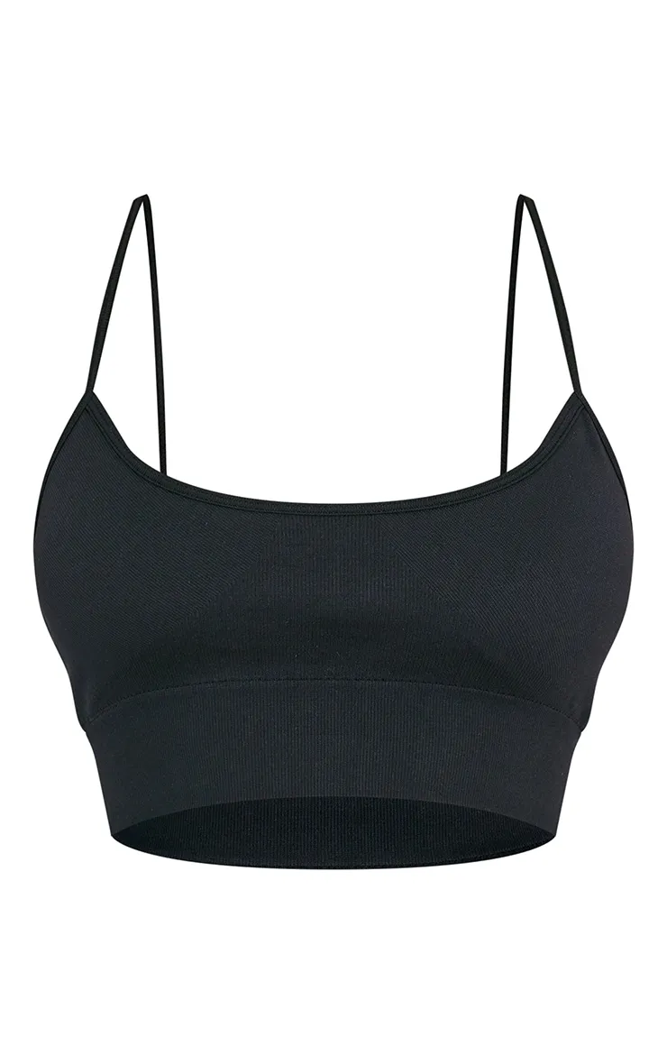 Black Basic Seamless Padded Sports Bra