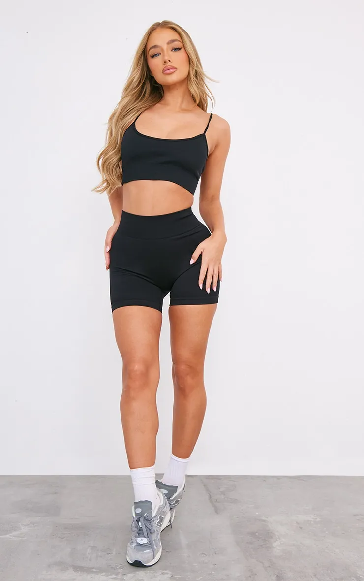 Black Basic Seamless Padded Sports Bra