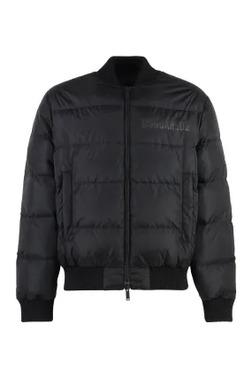 BLACK NYLON PUFFER BOMBER JACKET