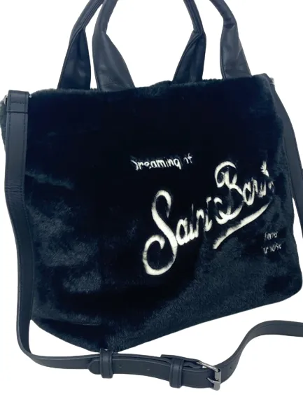 BORSA DONNA IN PELO NERA CON LOGO FRONTALE