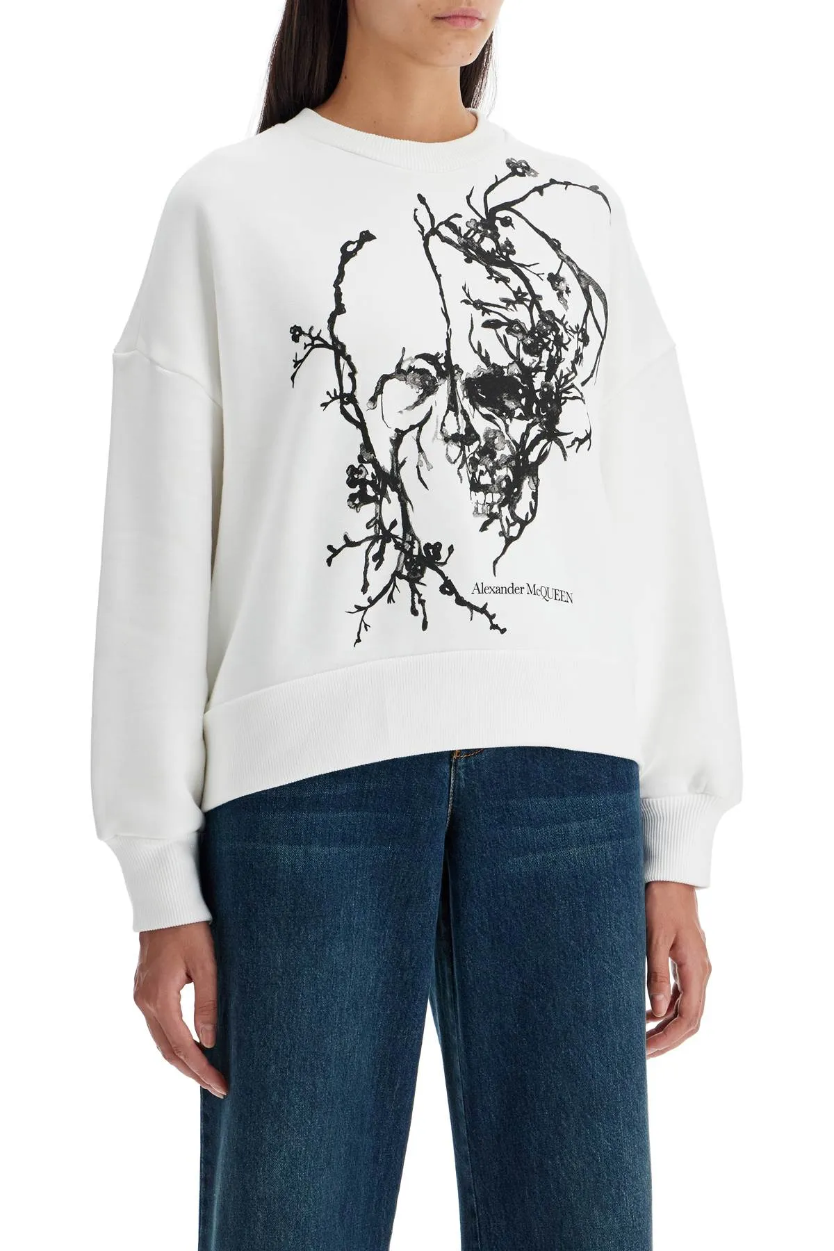 boxy cherry blossom skull sweat