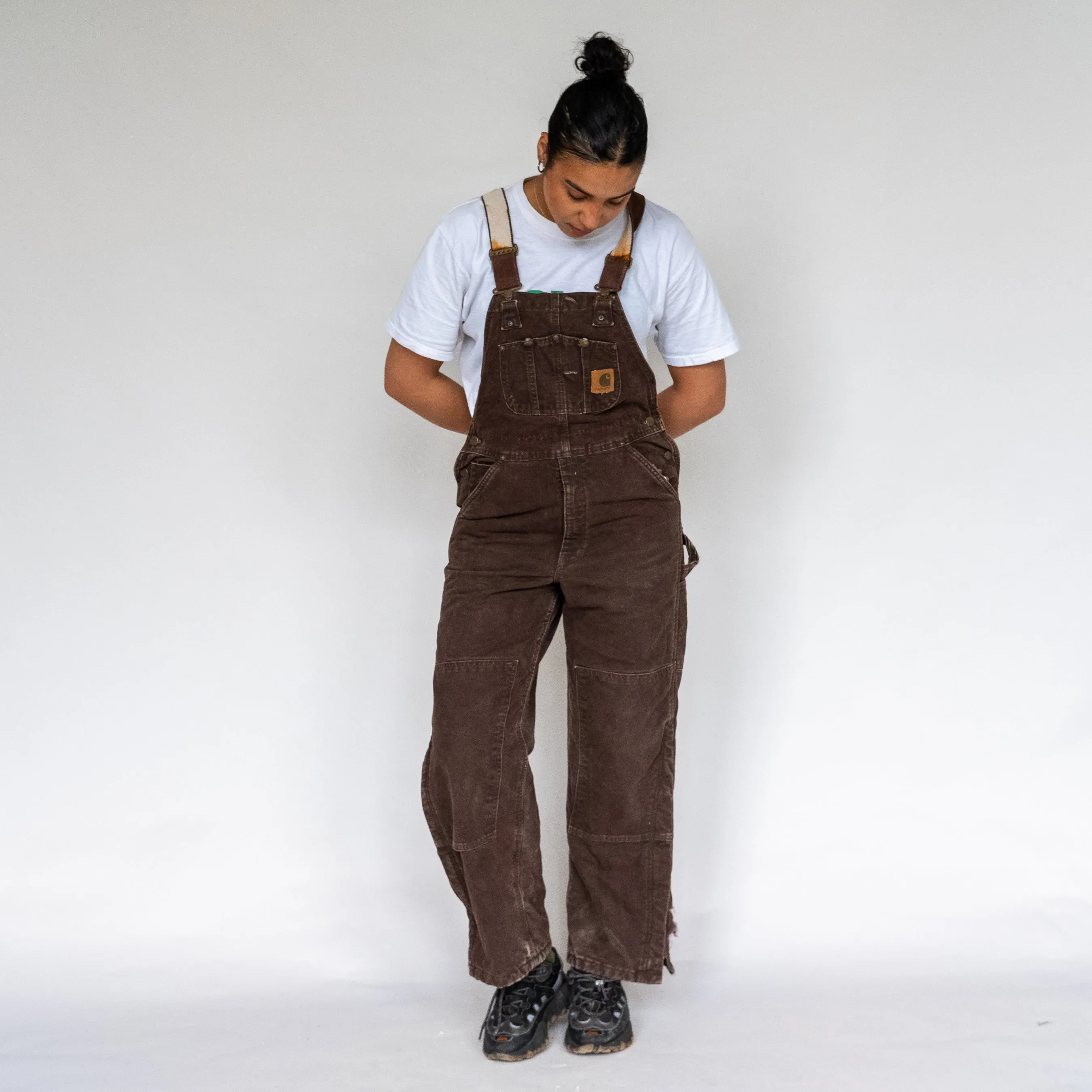 Brown 90s Carhartt Canvas Baggy Dungarees (S)