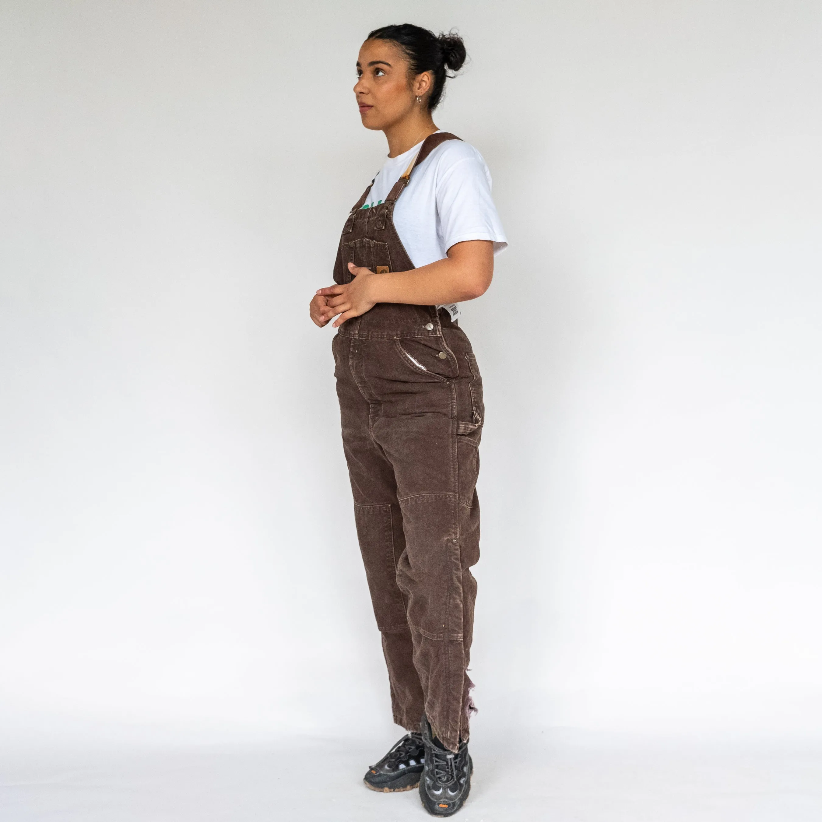 Brown 90s Carhartt Canvas Baggy Dungarees (S)