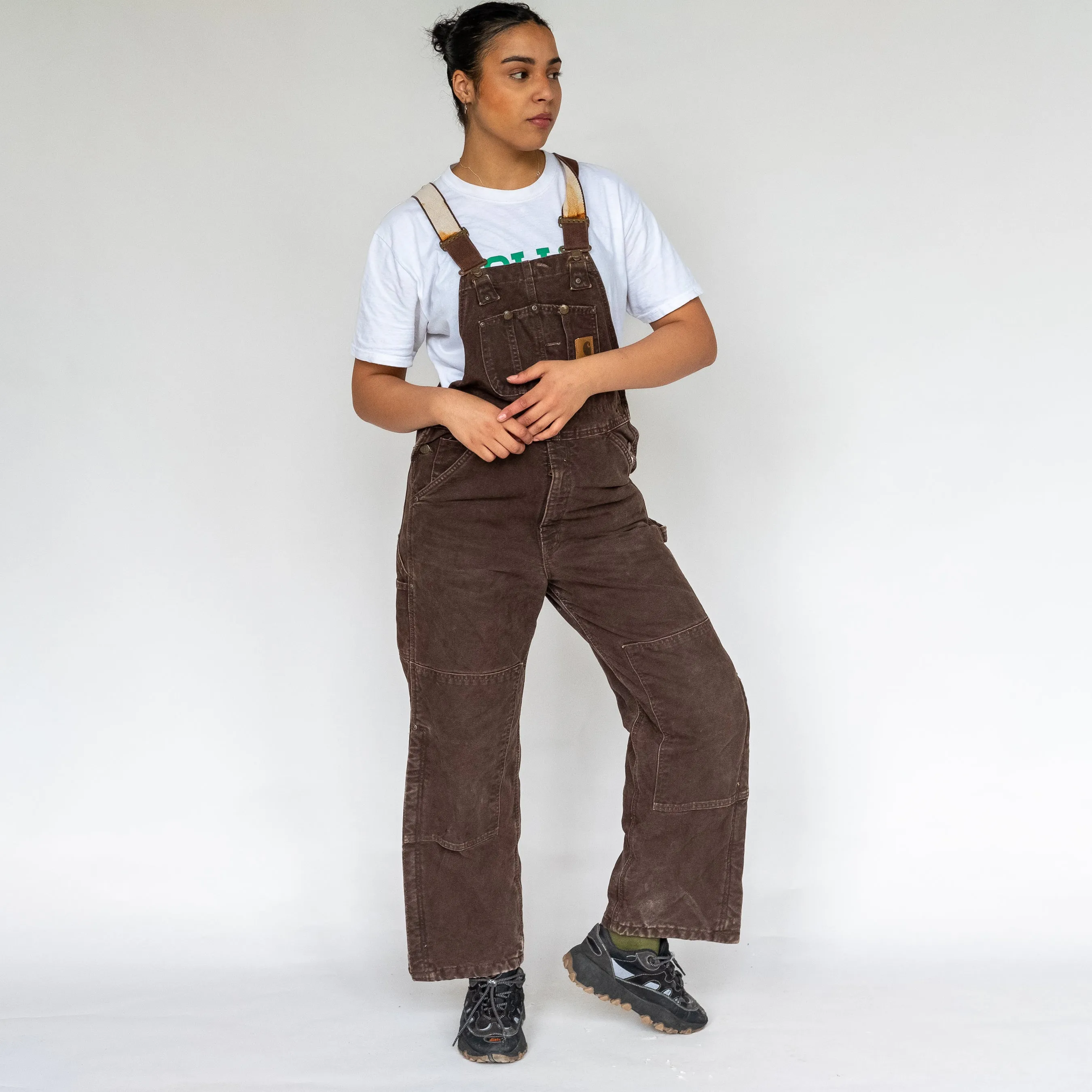 Brown 90s Carhartt Canvas Baggy Dungarees (S)