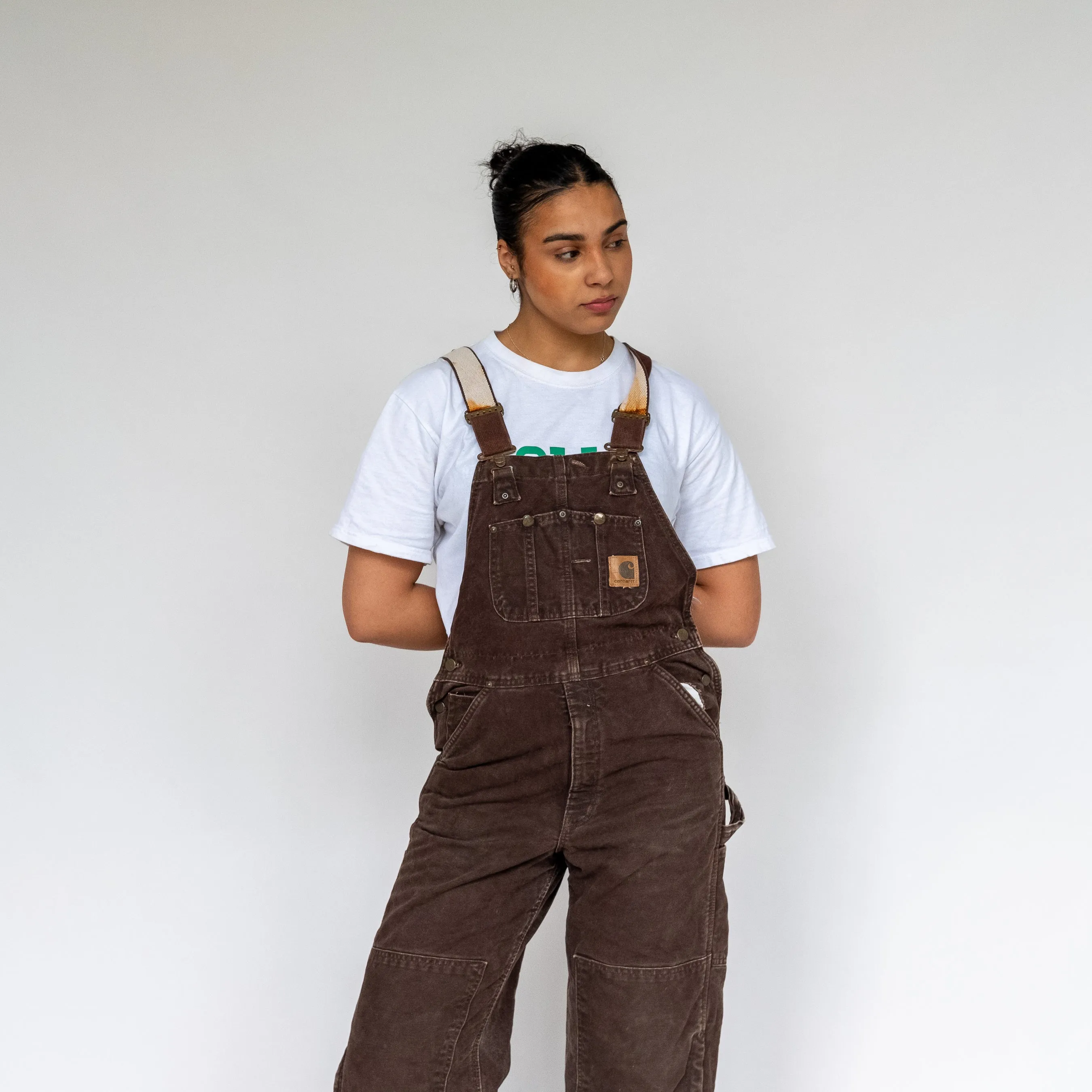 Brown 90s Carhartt Canvas Baggy Dungarees (S)