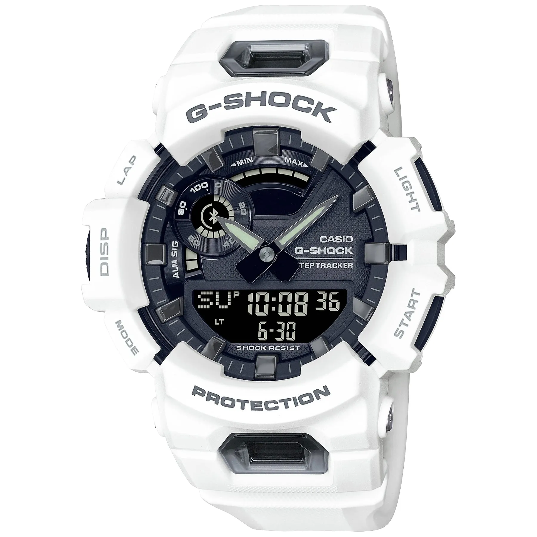 Casio G-Shock White Black StepTracker Analog-Digital Watch GBA900-7A