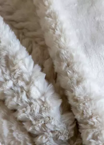 Chic Living Cream Chevron Brushed Rabbit Faux Fur Throw | Kaleidoscope